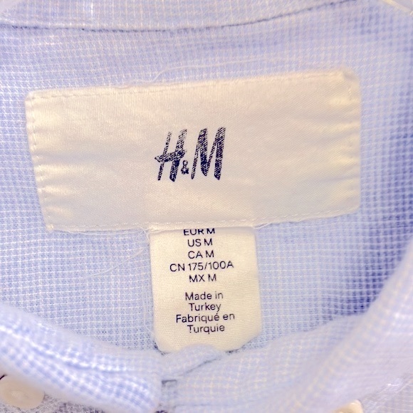 H & M Regular Fit Oxford Light Blue Shirt Size Medium - Picture 5 of 6